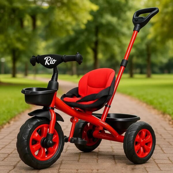 Tricycle for Kids | Plug N Play | Baby Cycle with Parental Control, Eva Wheels, Bell, Seat, Belt & Basket | Kids Tricycle | 2+ Years Unisex | Weight Limit 25 Kgs